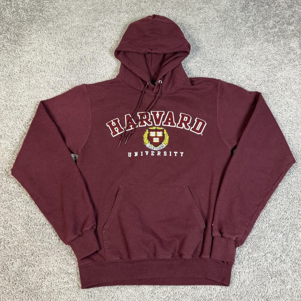 Harvard Hoodie Mens S Champion Red Pullover Hooded Pockets Fleece Graphic